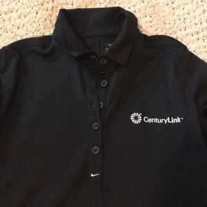 Black Nike golf shirt with century link Logo.